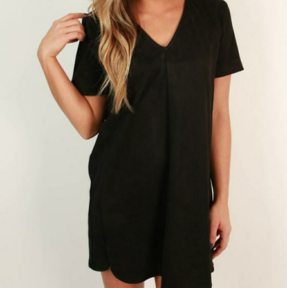 Black Faux Suede shift Dress